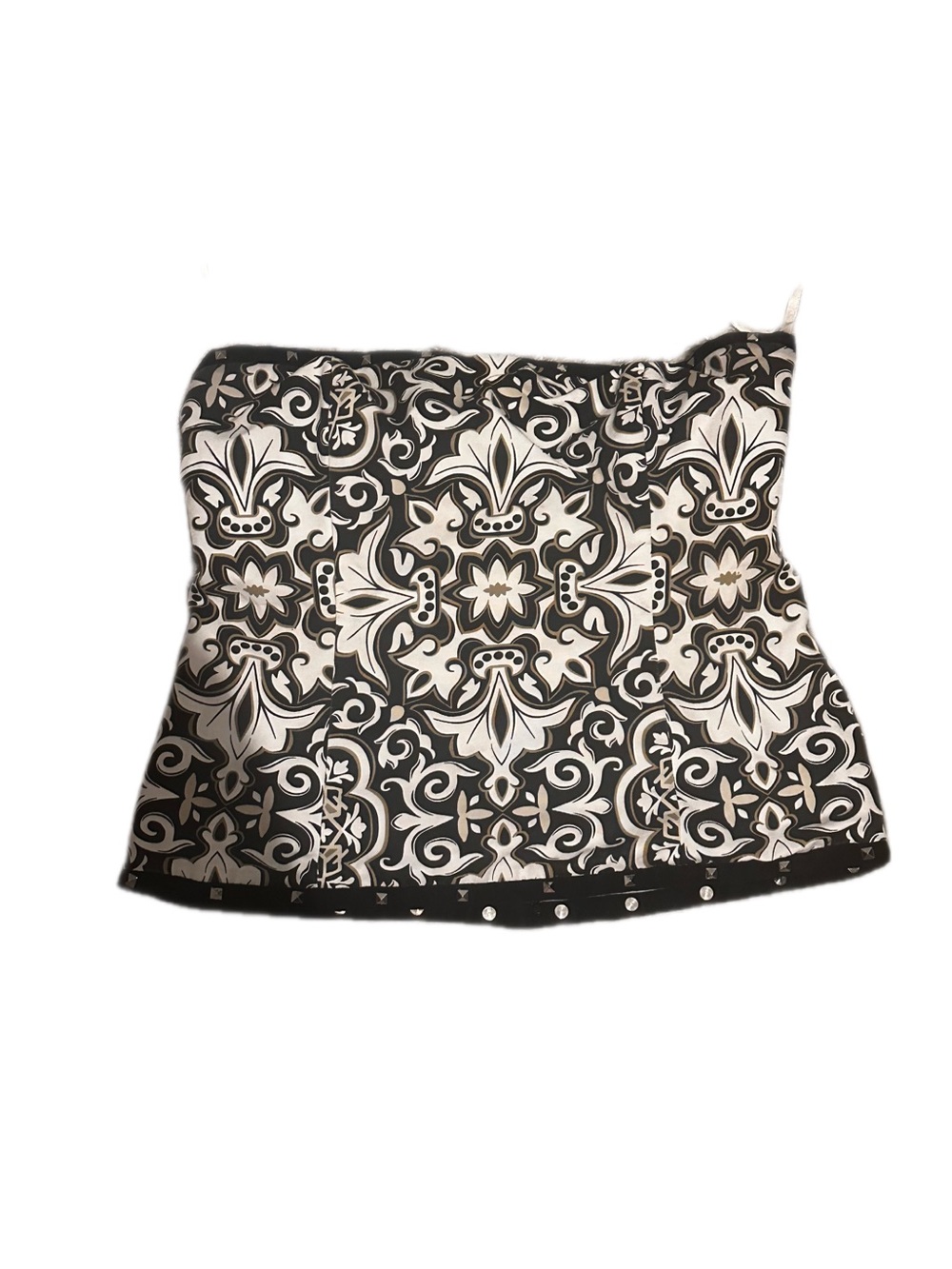 White House Black Market Black and White Strapless Mini Skirt
